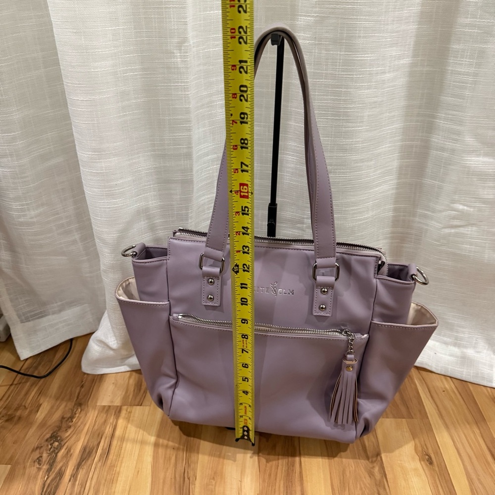 White Elm Gemini Mini Convertible Lavender Color Tote Diaper Bag Laptop Bag READ - Picture 9 of 14
